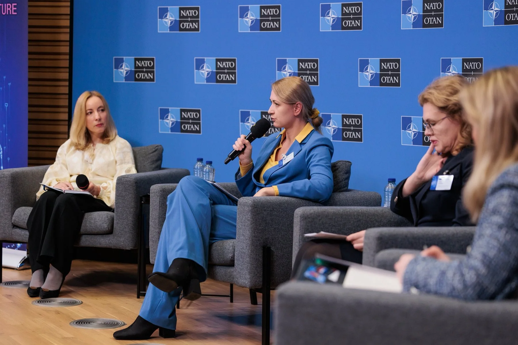 Julia Daviy speaking on a panel at NATO Headquarters